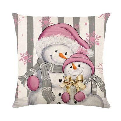 45x45cm Christmas Decoration Pillowcase Xmas Tree Elk Snowman Cottoon Pillow Case Happy New Year Cushion Cover 2024