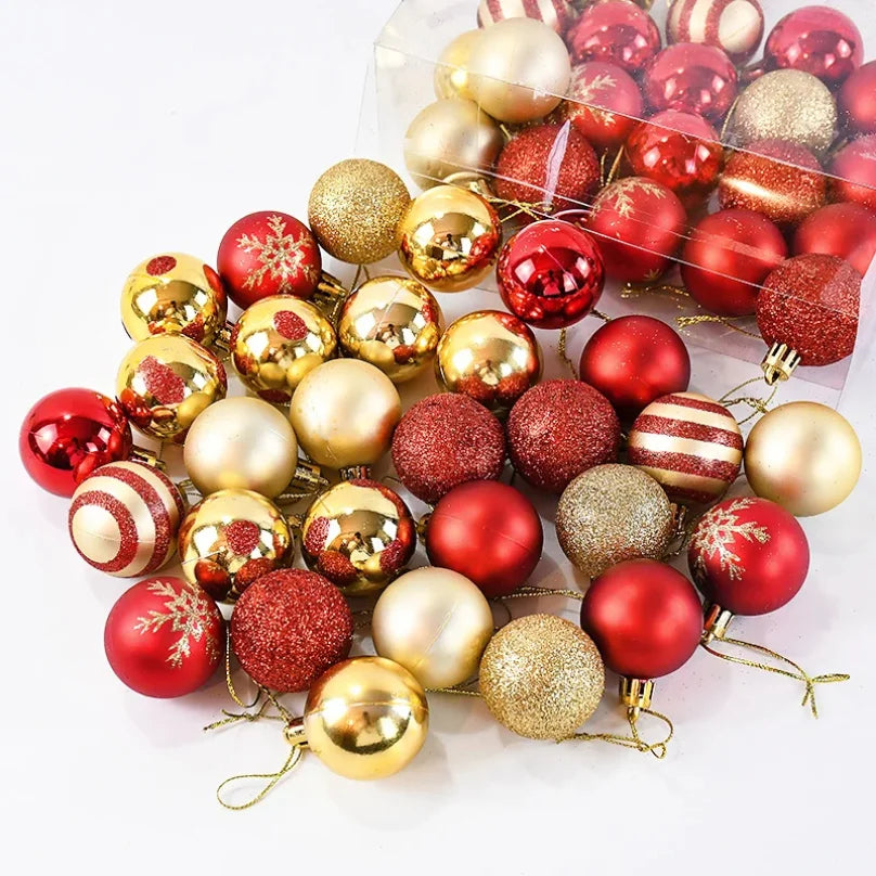 50Pcs/box Christmas Tree Balls Ornament Red Gold Hanging Bauble Pendant 2026 Christmas Decoration for Home 2026 New Year Gifts