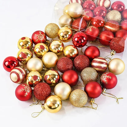 50Pcs/box Christmas Tree Balls Ornament Red Gold Hanging Bauble Pendant 2026 Christmas Decoration for Home 2026 New Year Gifts