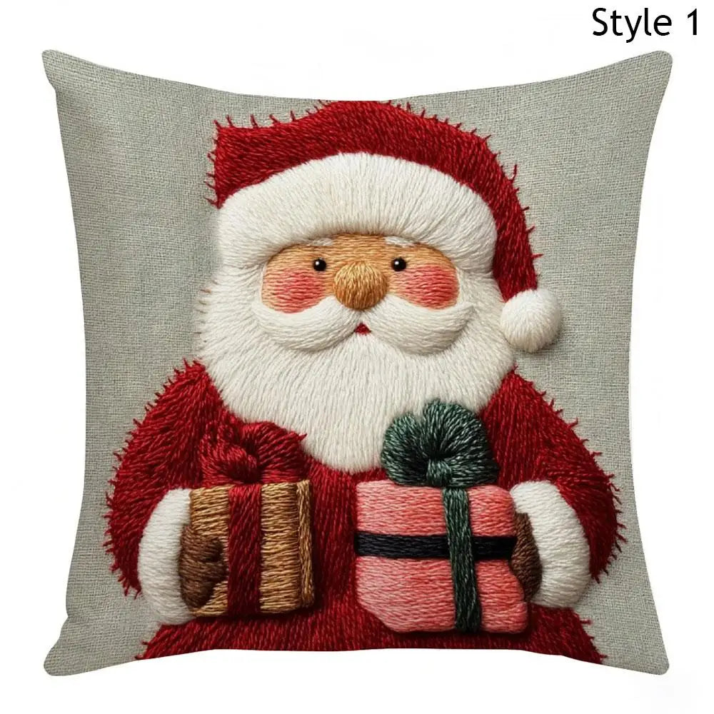 Christmas Deer Linen Pillowcase Christmas Pillowcase  Home Decor Textile Throw  Soft Modern Snowman Home Decorative Pillow Cover
