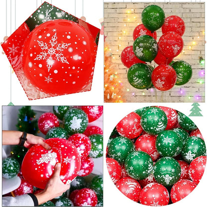 30PCS Red Green Balloon 10/12inch Christmas Balloon Set Gold White Latex Ballon for Christmas Decoration Birthday Party Supplies
