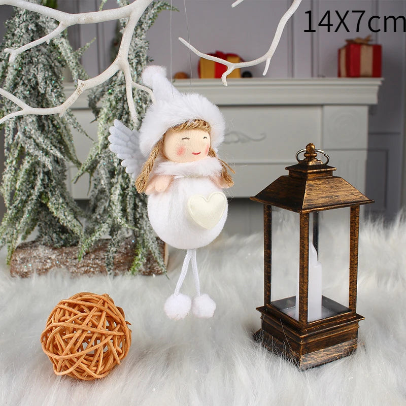 Christmas Plush Angel Girl Boy Dolls Xmas Tree Ornament Natal Noel Deco Christmas Decorations for Home New Year 2023 Kids Gifts