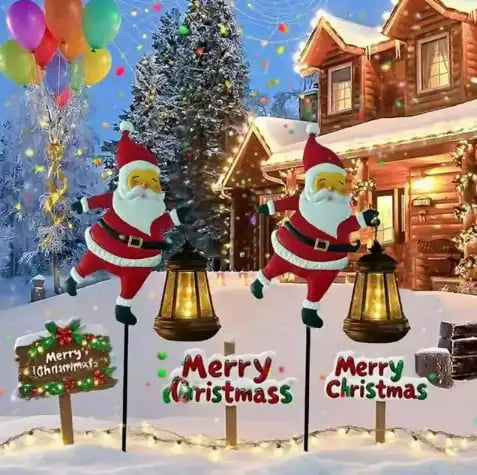 Solar Santa Claus Kettle Lights Garden Lawn Christmas Lights Kettle Ground Lamp Solar Night Lights Outdoor Decoration