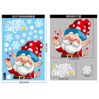 2024 Christmas Decorative Glass Window Stickers Santa Claus Snowman Elk Scene Layout Electrostatic Wall Sticker Happy New Year