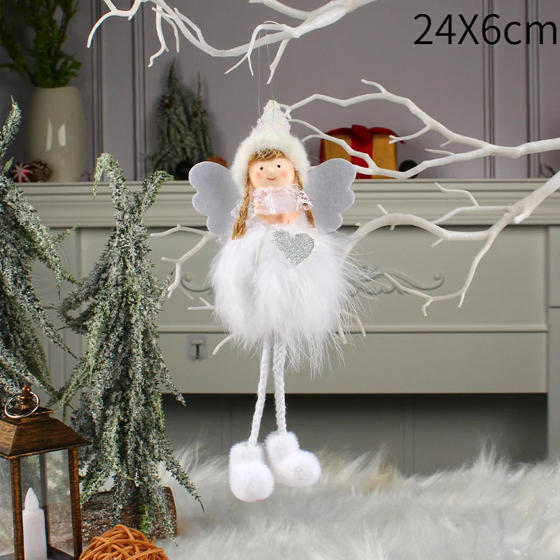Christmas Plush Angel Girl Boy Dolls Xmas Tree Ornament Natal Noel Deco Christmas Decorations for Home New Year 2023 Kids Gifts