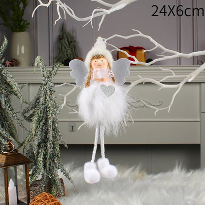 Christmas Plush Angel Girl Boy Dolls Xmas Tree Ornament Natal Noel Deco Christmas Decorations for Home New Year 2023 Kids Gifts