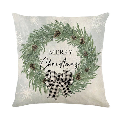 45x45cm Christmas Decoration Pillowcase Xmas Tree Elk Snowman Cottoon Pillow Case Happy New Year Cushion Cover 2024