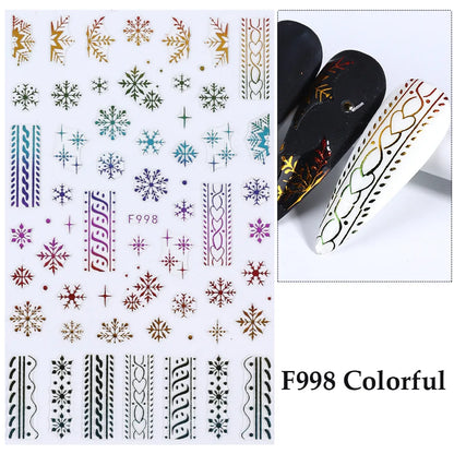 1PCS Christmas White Snowflakes 3D Nail Stickers Nail Art Decoration Cartoon Santa Claus Snowman Stickers Nail Accessories
