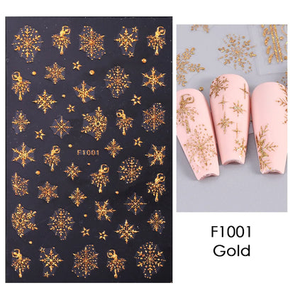 1PCS Christmas White Snowflakes 3D Nail Stickers Nail Art Decoration Cartoon Santa Claus Snowman Stickers Nail Accessories