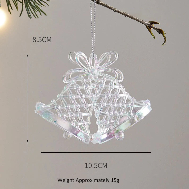 Christmas Home Decorations Crystal Acrylic Ornaments Snowflake Elk Xmas Tree Hanging Pendants Navidad 2024 New Year Gift 2025