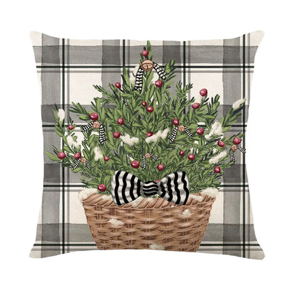 45x45cm Christmas Decoration Pillowcase Xmas Tree Elk Snowman Cottoon Pillow Case Happy New Year Cushion Cover 2024