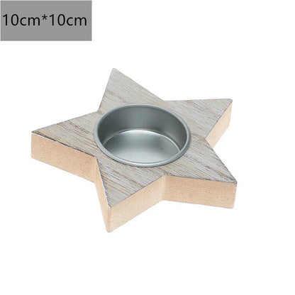 Wooden Xmas Snowflake Candlestick Christmas Tree Shape Candle Holder for Home Decoration 2022 Navidad Kerst Noel New Year Decor