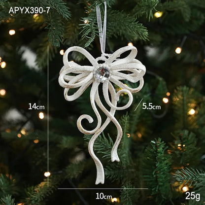 2025 Christmas Tree Pendants Snowflake White Angel Wing Hanging Ornament New Year Navidad Party Window Wall Home Room Decor