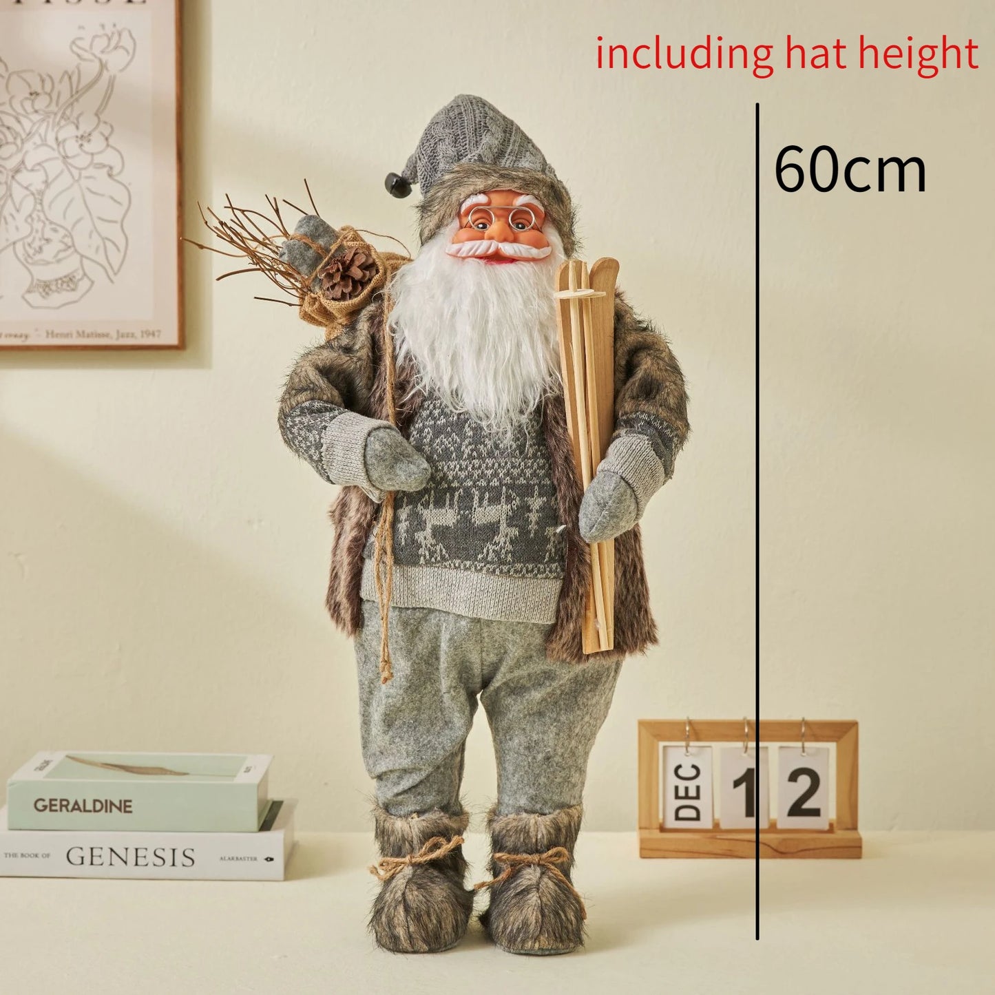 60cm Large Santa Claus Merry Christmas Decorations for Home Happy New Year 2023 Santa Claus Doll Window Decorations Home gift