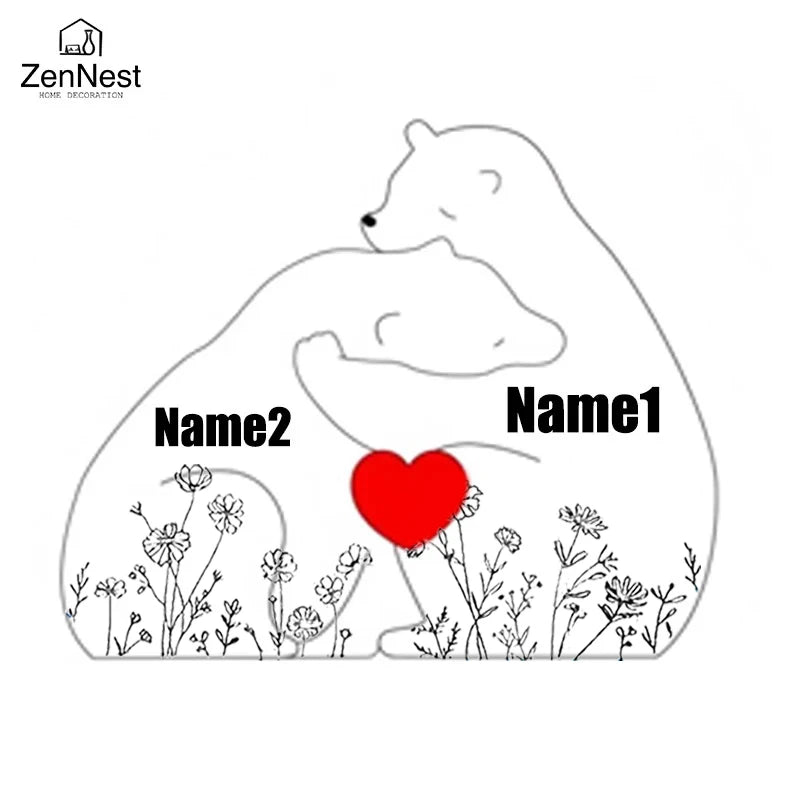 Artistic Wooden Puzzles, Little Bear Family Personalized Name Puzzles, Thanksgiving Christmas Gifts, Home Tabletop Decorations