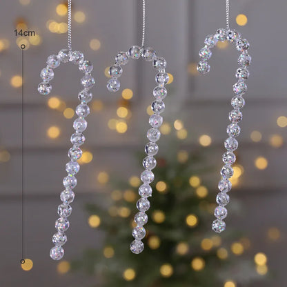 Christmas Snowflake Piece Xmas Tree Pendants Noel Crystal Deer Wreath Hanging Ornaments Merry Christma Decor For Home 2024