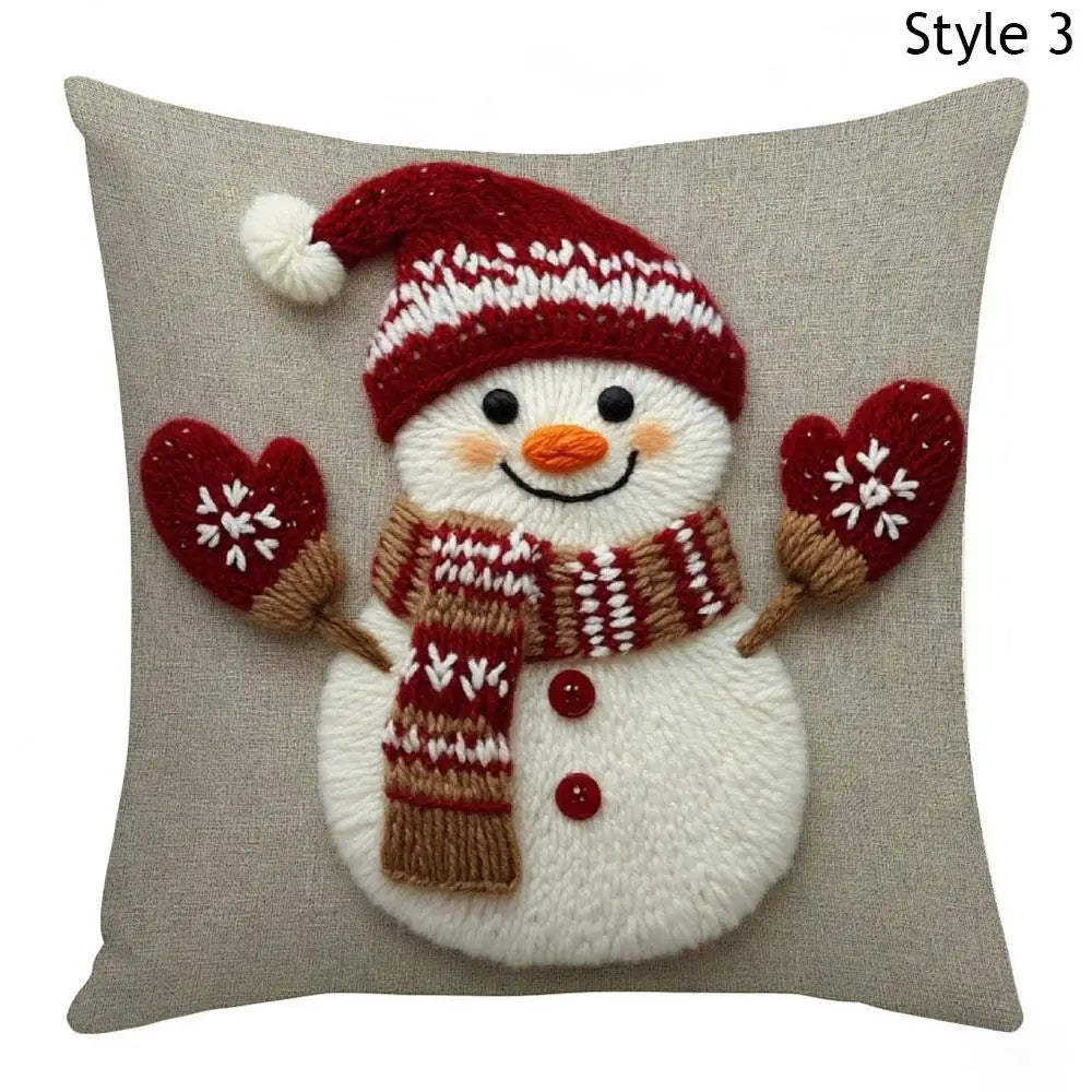 Christmas Deer Linen Pillowcase Christmas Pillowcase  Home Decor Textile Throw  Soft Modern Snowman Home Decorative Pillow Cover