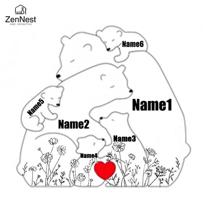 Artistic Wooden Puzzles, Little Bear Family Personalized Name Puzzles, Thanksgiving Christmas Gifts, Home Tabletop Decorations