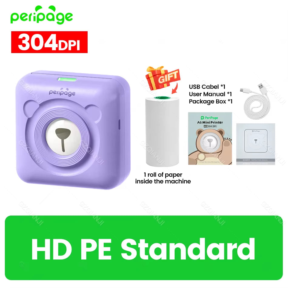 7 Colors Peripage A6 304DPI Mini Photo Printer Notes Sticker Label Printing Machine Bluetooth Portable Wireless Printer Marker