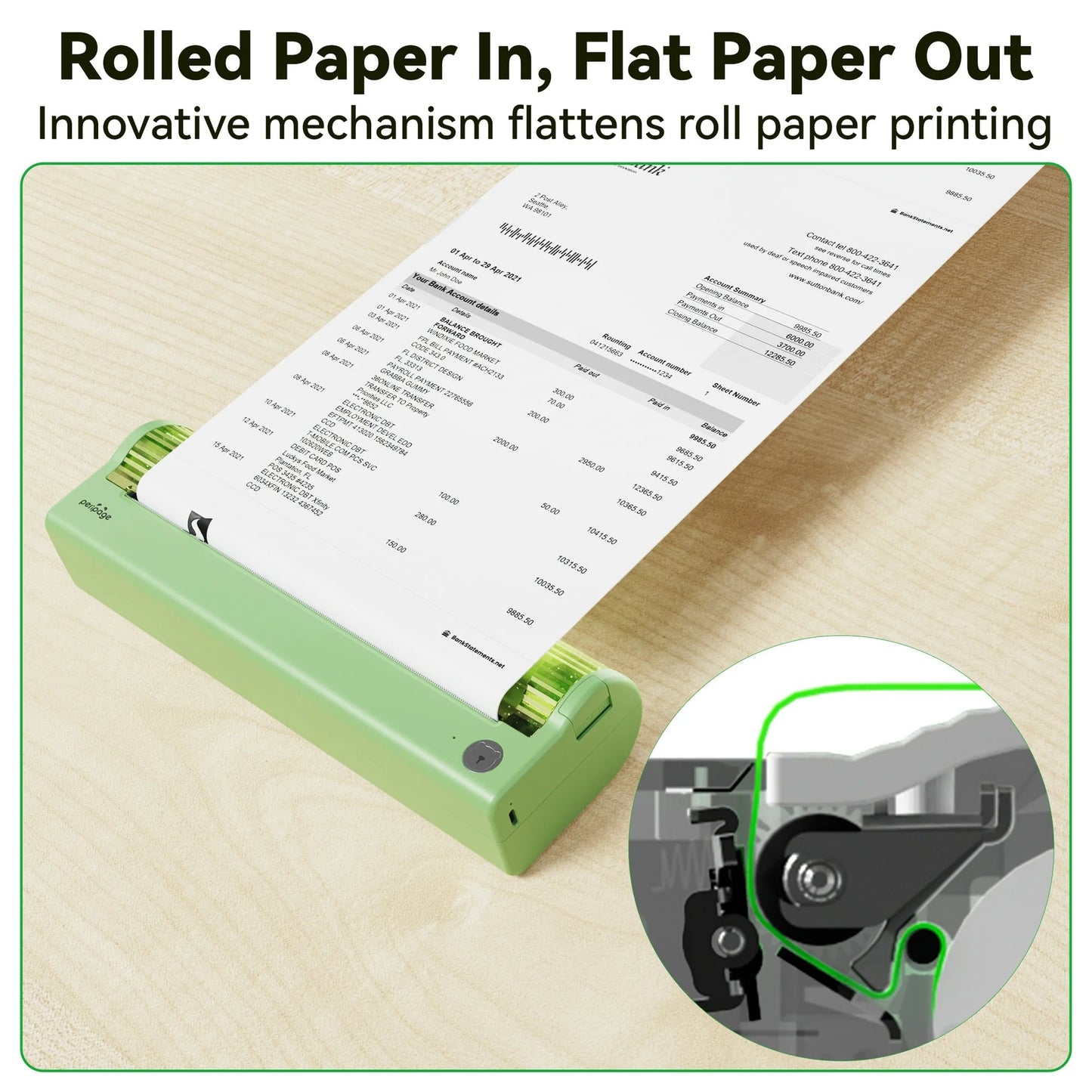 Portable Printer Wireless for Travel, Thermal Printer Support 8.5" X 11" US Letter, Compatible with Android, Ios and Laptop, Inkless Printer for Home Office