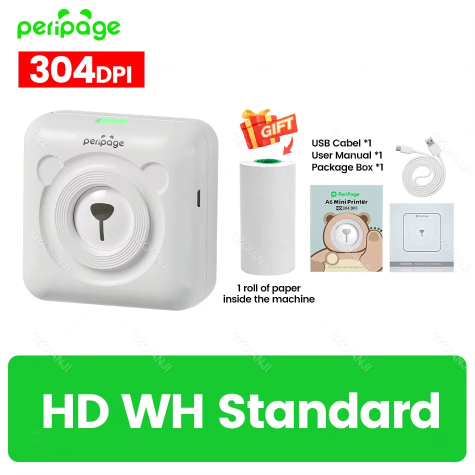7 Colors Peripage A6 304DPI Mini Photo Printer Notes Sticker Label Printing Machine Bluetooth Portable Wireless Printer Marker