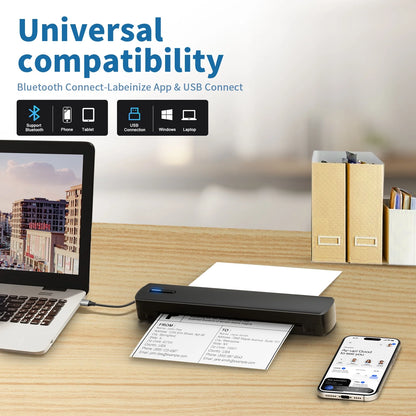 Thermal Printer, Wireless Printer Support US Letter & A4 for Travel, Inkless Portable Compatible with Ios Android Laptop for Home Car Office