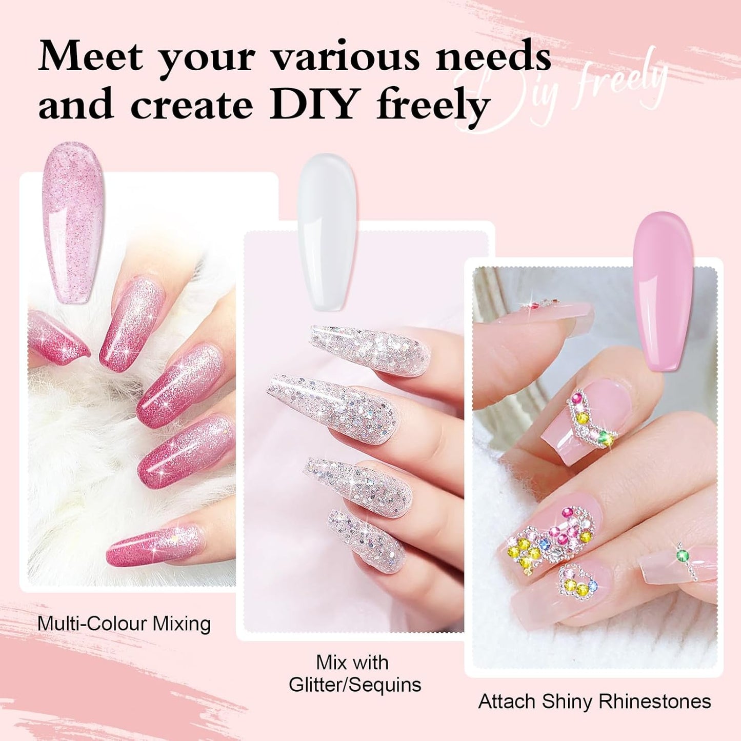 Poly Nail Extension Gel Kit - 10 Colors, Professional Acrylic Nail Art Kit for Beginners with UV Light and Tools