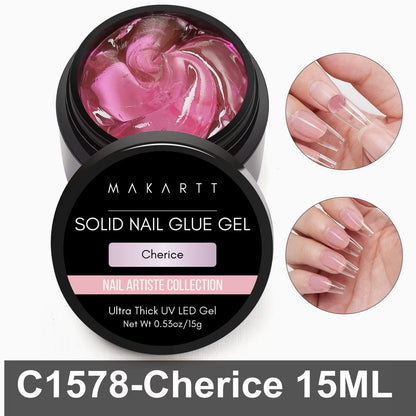 Solid Nail Gel for Acrylic Nail Tips Glue Gel Curing Needed UV Cured for Press on Nails Fake Nails Solid Nail Adhesive