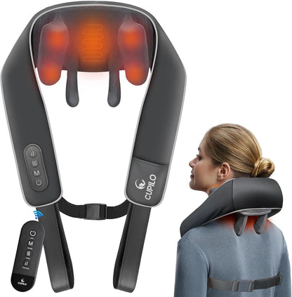 Shiatsu Neck and Back Massager with Heat & Remote Control, 6D Cordless Electric Deep Tissue Kneading Massage Pillow for Shoulder Leg Body Muscle Pain Relief, Gift for Men Women Home Office Use