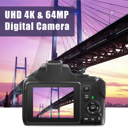 Digital Camera 4K SLR Camera 64MP Digital Photography Camera 10X Optical Zoom Youtuber Camera Webcam Digital Photography Camera