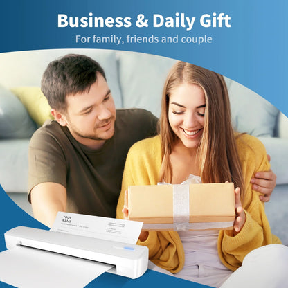 Wireless Printer, A4 Thermal Printer, Monochrome for Travel, Mobile Office School Home, Bluetooth Printer Compatible with Ios and Android, for Phone and Laptop
