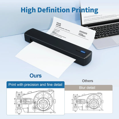 Thermal Printer, Wireless Printer Support US Letter & A4 for Travel, Inkless Portable Compatible with Ios Android Laptop for Home Car Office