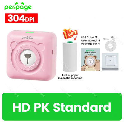 7 Colors Peripage A6 304DPI Mini Photo Printer Notes Sticker Label Printing Machine Bluetooth Portable Wireless Printer Marker